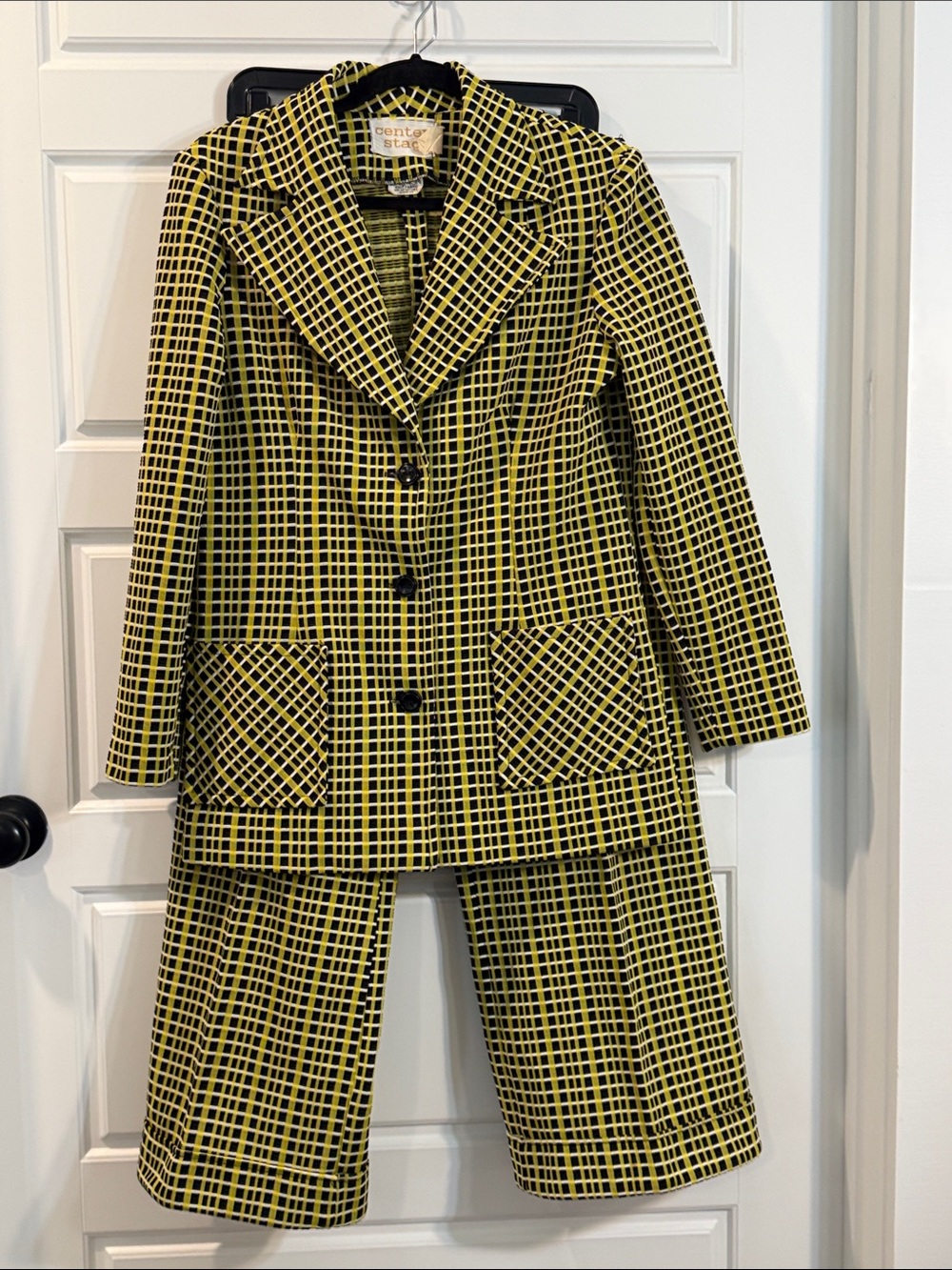 Vintage 70’s Center Stage polyester plaid suit size 14 (vintage runs small)